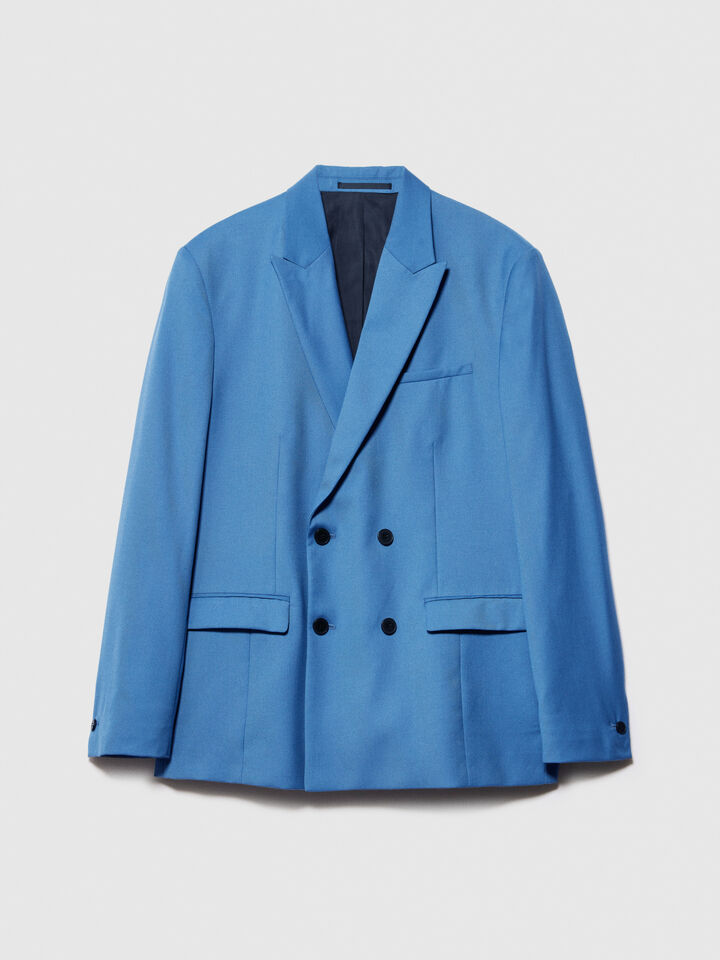 Slim comfort fit double-breasted blazer - men's blazers - Blue | Sisley image number 6